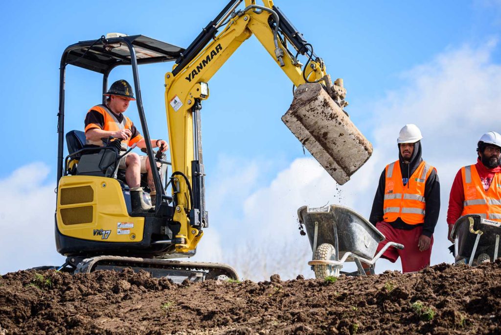 Digger excavation landscape construction